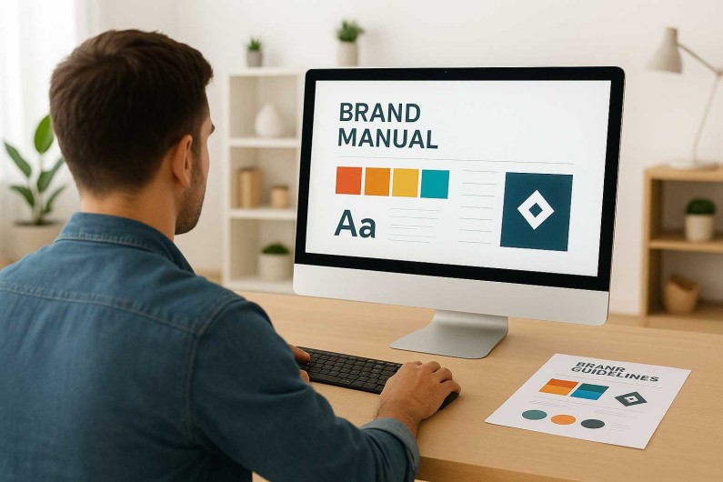 Designer looking at Brand Kit